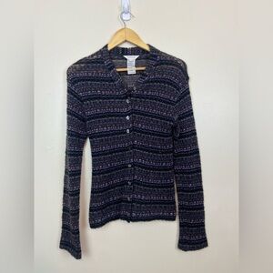 TEHEN PARIS KNIT MOHAIR BLEND MOTHER OF PEARL BUTTONS CARDIGAN SWEATER